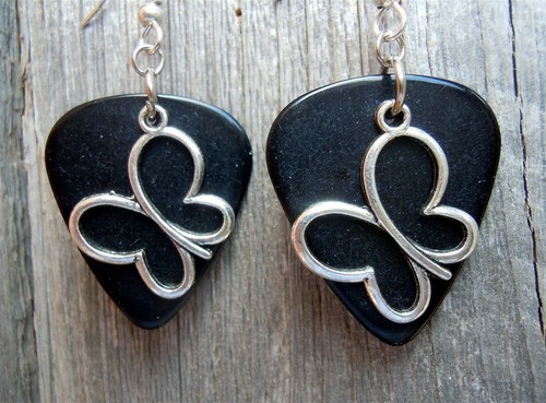 Butterfly Charm Guitar Pick Earrings with Surgical Steel Earwires - Picture 24 of 25