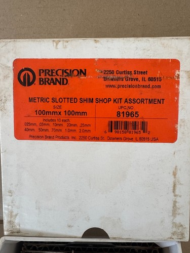 PRECISION BRAND 100mm X 100mm Metric Slotted Machinery Shim Shop Set Made in USA - Picture 4 of 4