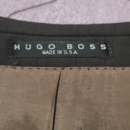 HUGO BOSS SCHURWOLLE ROSSELLINI ANZUG JACKE BLAZER NADELSTREIFEN 3 KNÖPFE USA 42 S - Bild 3 von 8