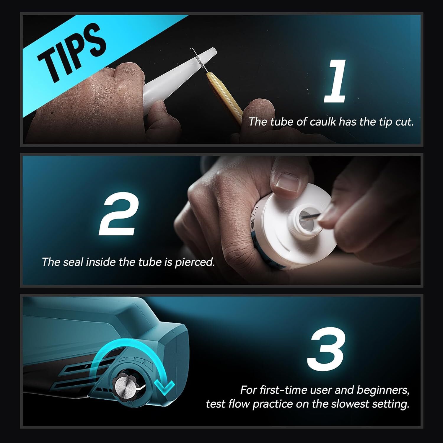 Seesii Cordless Caulking Gun 10 Oz/300ml Electric Silicone Gun w/ LED 2x2.0AH