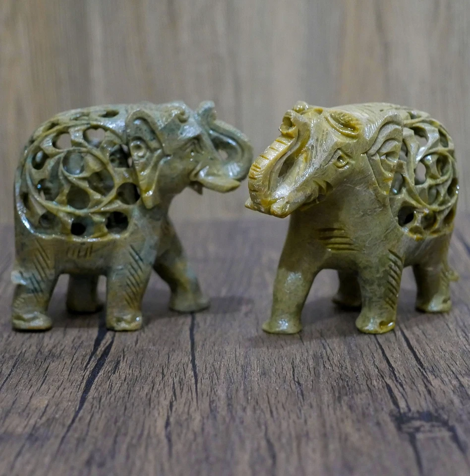 Estatua trompa de elefante hecha a mano | Jabonera natural decoración del hogar - 7" de largo Foto 4 de 4