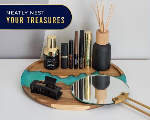 Versatile Round Blue Resin Serving Tray - Ideal for Appetizers, Decor & Gifts - Picture 8 of 9