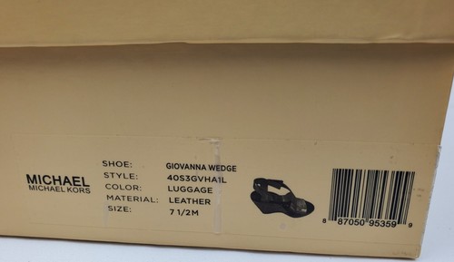 Michael Kors Giovanna Brown Leather Platform Espadrille Wedge Sandals Heels 7.5 - Picture 15 of 15
