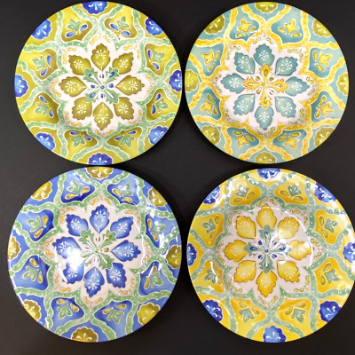 Laurie Gates Moroccan Melamine Salad Plates 8.75'' Embossed Mix & Match Set of 4