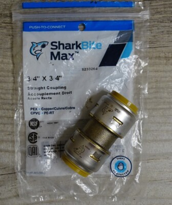 Sharkbite MAX 3/4'' x 3/4'' Straight Coupling 5233264 Pex Copper CPVC