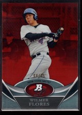 WILMER FLORES 4/25 JERSEY# MINT ROOKIE RED REFRACTOR RC SP 2011 BOWMAN PLATINUM