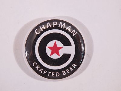 BEER BUTTON Pinback ~ CHAPMAN Crafted Beer Brewery ~ Orange County, CALIFORNIA
