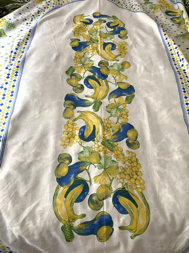 Vintage italienische extra große Baumwolle Obst Design ovale Tischdecke 92,5" x 59,8" - Bild 4 von 8