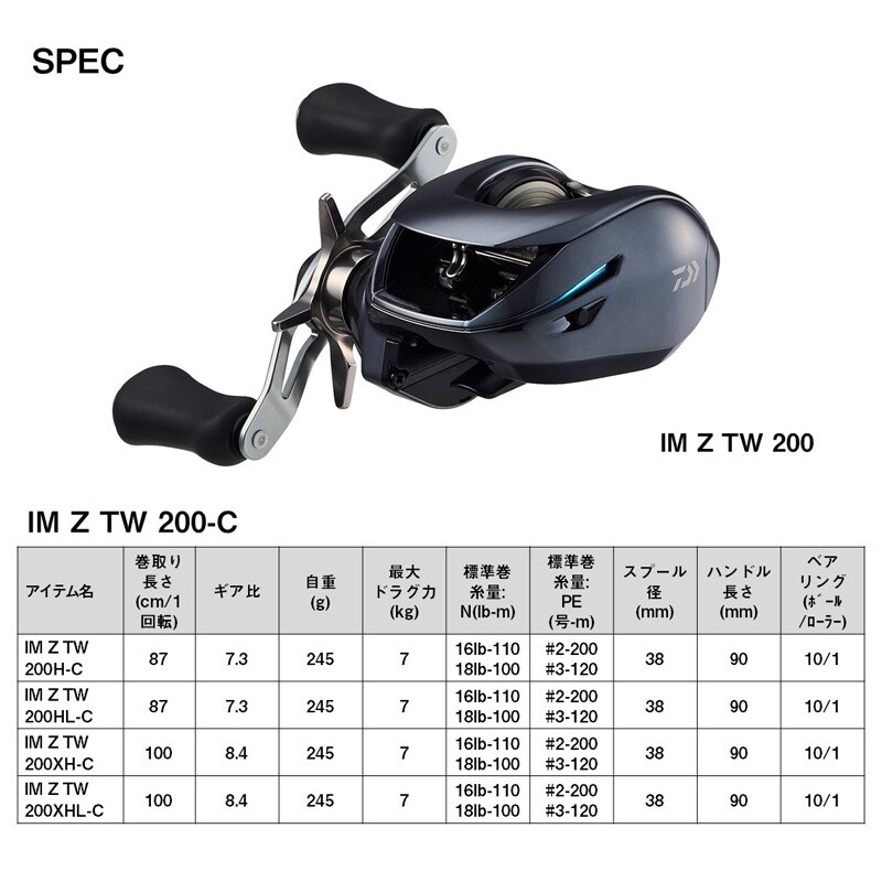 DAIWA 24 IM Z TW 200XHL-C Left Handle Baitcast Reel Japan DAIWA 24 IM Z TW 200XHL-C Left Handle Baitcast Reel Japan
