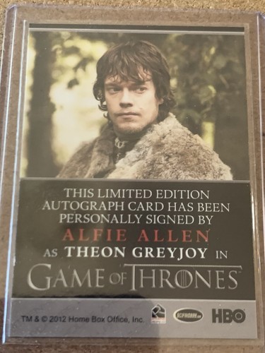 Game of Thrones Season 1 Alfie Allen as Theon Greyjoy Bordered Autograph. - Picture 7 of 7