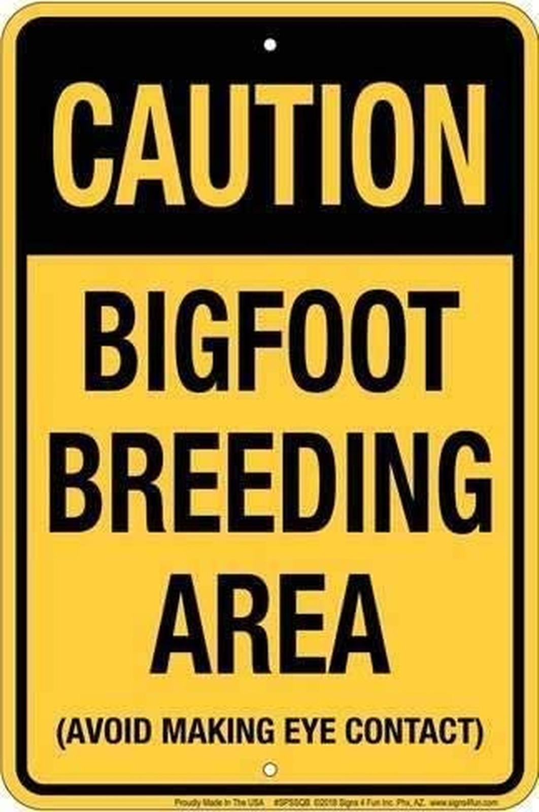 Caution Bigfoot BREEDING AREA Metal Embossed Funny Sign Wall Plate | Man Cave...