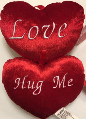 KELLYTOY Red Heart-shaped Plush 8'' Pillow Set, ''Love & Hug Me''
