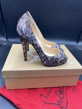 Christian Louboutin Very Prive 120 Tacchi punta aperta in pizzo nero nudo UK 3 EU 36