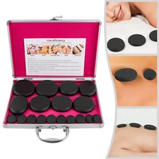16 Pcs Hot Massage Stone Set Natural Basalt Rocks w/ Heating Box Warmer Rock Kit