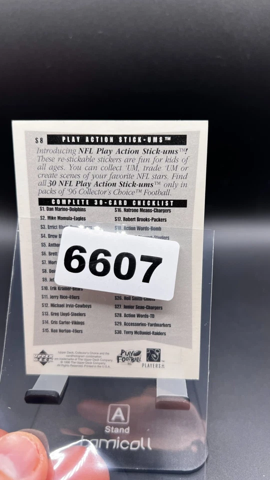 1996 Upper Deck Collector's Choice Stick-Ums Deion Sanders #S8 - Image 3 of 3