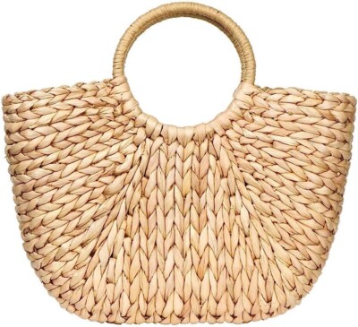 Summer Rattan Bag for Women Straw Hand-woven Top-handle Handbag Beach Sea 