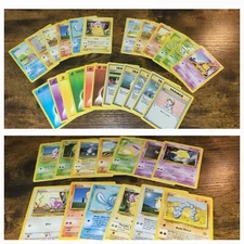  Pokemon Base Set 100% Complete Common Set 38 Cards LP NM w Trainers and Energy 