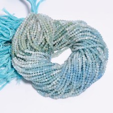 Natural Aquamarine Gemstone Rondelle Shape Faceted Beads 3X3 mm Strand 13"EB-279