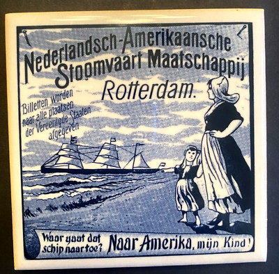 Holland America Line  Blue Delft Tile...Vintage..ss Rotterdam - (1980s - 2000s )