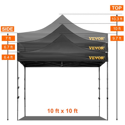 VEVOR Tonnelle Étanche Tente Pop-up Jardin Pavillon 3x3 m Parois Latérales Noir - Bild 8 von 12