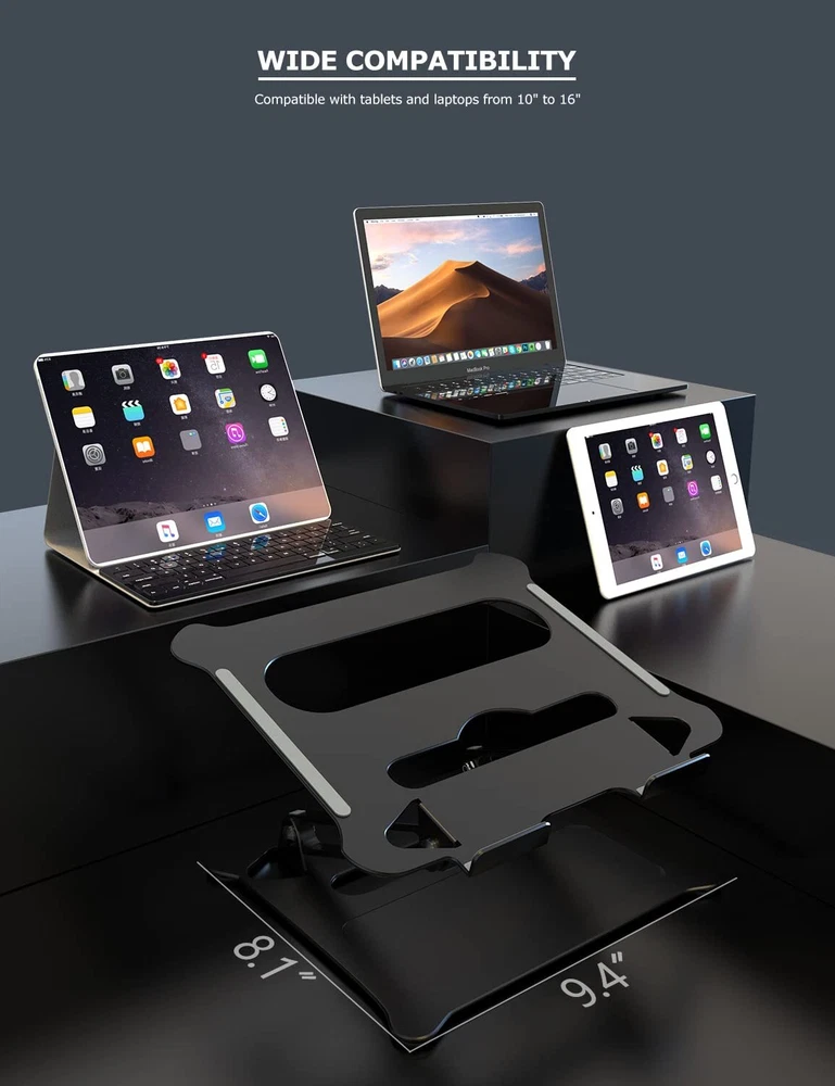Laptop Stand, Adjustable Aluminum Laptop Riser for Desk, Foldable Portable La...