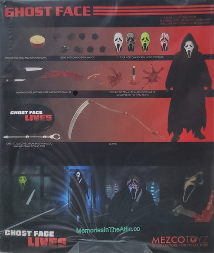 Mezco ONE:12 Collective Scream Movie Ghost Face Lives Action Figure Glow Mask x4 - Picture 3 of 19