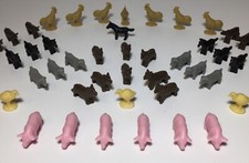 Mini Miniature Farm Animals Lot Of 47 Figures Pigs Dog Chicks Horse Rooster Cow