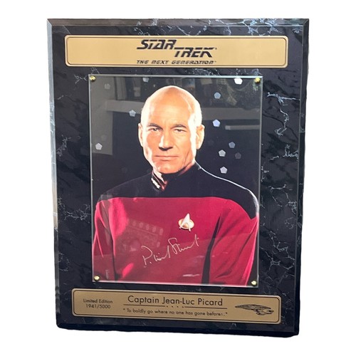 Star Trek The Next Generation Cpt. Jean-Luc Picard Signed Photo Plaque COA 1994 - 第 2/12 張圖片