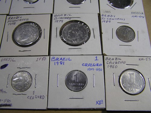 Brazil Lot of 61 Carded Coins Identified, diff dates or types 1957 to 2007 - Picture 4 of 14