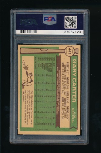 1976 O-Pee-Chee #441 Gary Carter PSA 8 NM-MT Montreal Expos HOF - Foto 2 di 2