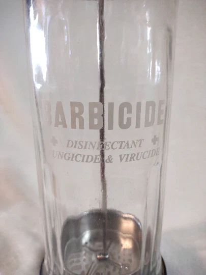 Vintage Barbicide Disinfectant Jar Storage Jar Barber Shop Collectible - Image 4 of 4