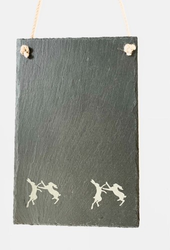 Hares Boxing Slate Hanging Memo Board Shopping List Kitchen Chalk Board Gift - Picture 1 of 3