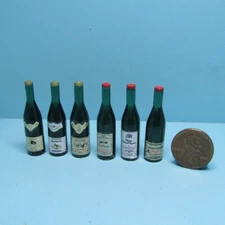 Dollhouse Miniature Replica Large Bottle of Wine - Red & White Set of 6 B0524