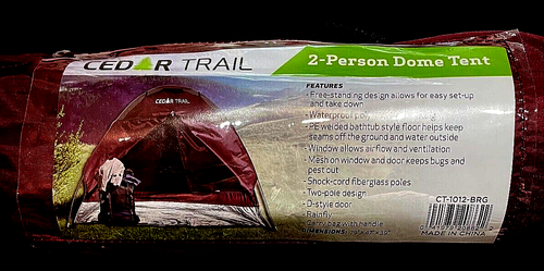 Cedar Trail 2 person Domed Tent BURGUNDY Brand New In Carrying Bag - Picture 5 of 6