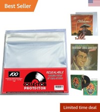 Premium Crystal Clear Record Sleeves - Resealable Flap - Perfect Fit - 100 Pack