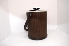 Vintage Atapco Plastic Woodgrain Ice Bucket Brown Made in USA 10" Tall