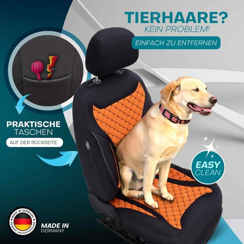 Fundas de asiento de coche Prime adecuadas para Lexus UX a partir de 2018 (negro-naranja) | NUEVO - Imagen 7 de 12