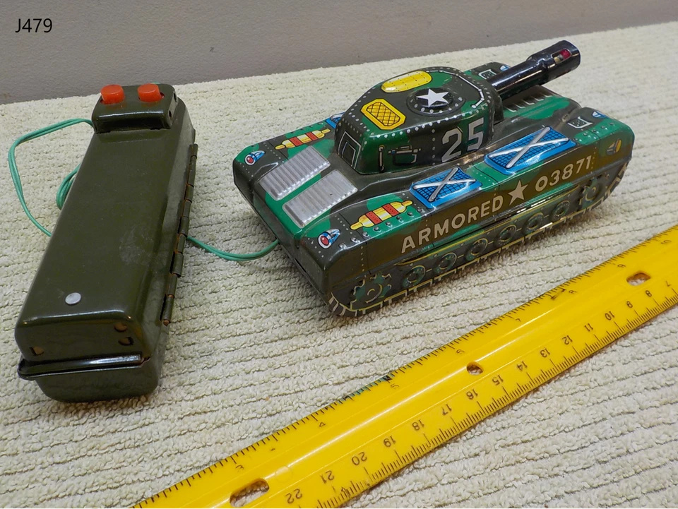 Juguete tanque ejército control remoto litografía hojalata vintage MARX Foto 2 de 4
