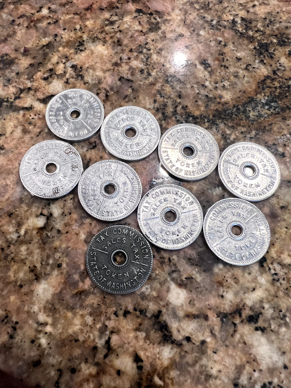 Vintage 9 State of Washington Tax Commission Sales Tax Tokens