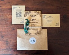 Wedding Invitation | Eucalyptus Wooden Wedding Invitation Set | Laser Cut
