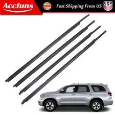 4Pcs Set Door Belt Molding Weatherstrip New For 2008-2020 Toyota Sequoia