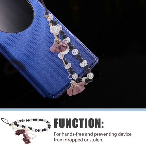 Crystal Flower Pendant Keychains for Phones Wrist Strap Beaded - 第 12/12 張圖片