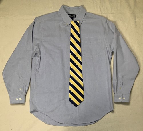 Boys Size 18 Lot: Navy Blazer, Blue Oxford L/S Shirt, Silk Tie Land's End EUC - Picture 12 of 22