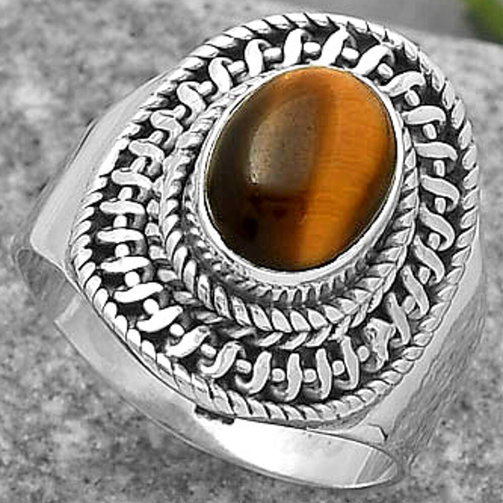 Natural Tiger Eye - Africa 925 Sterling Silver Ring s.7 Natural Tiger Eye - Africa 925 Sterling Silver Ring s.7