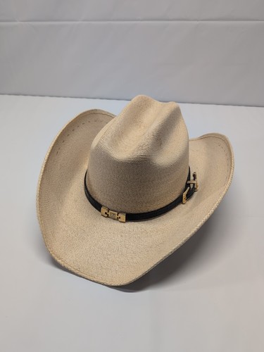 Blue Stone International 100x Straw Western Hat 6 7/8 Leather Band Cowboy