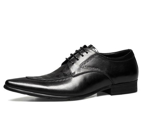 Zapatos de vestir británicos transpirables de negocios de cuero real con punta en punta de moda - Imagen 7 de 10