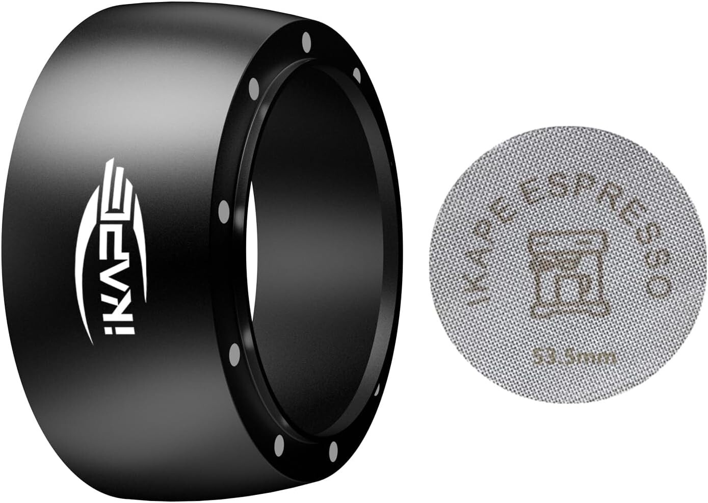 IKAPE Magnetic Dosing Funnel Set 53MM Espresso Dosing Ring V2 & Puck Screen Kit