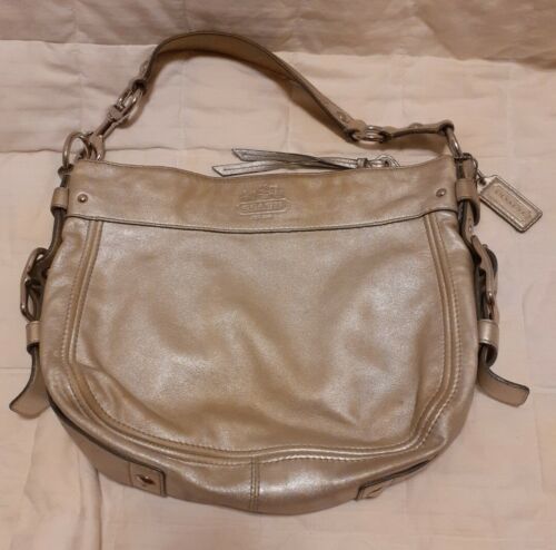 COACH Zoe Silver Metallic Leather Hobo Handbag Purse, J0882-12671 | eBay