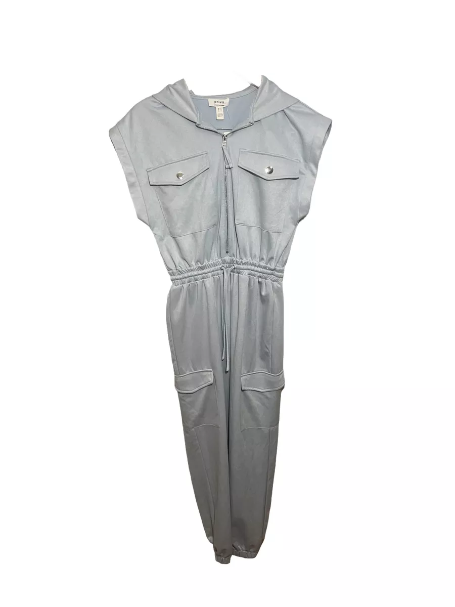 Privy Hooded Jumpsuit Zip Women s Small Stretch Waist Cargo