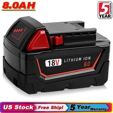 For Milwaukee for M18 18v 8.0Ah Extended Capacity Lithium-ion Battery 48-11-1860